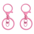 Paire de fermoirs homard roses avec anneaux rotatifs pour bijoux DIY et accessoires - 2 Pcs/Pack (Mousqueton 24x34mm+Boucle en 8+Anneau 30mm) / Rose