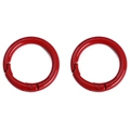 Pair of 30mm bright red metal spring O-rings for DIY keychains and bag accessories - 30mm / Red