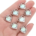 Set of 7 silver alloy heart pendants with iridescent stones for DIY jewelry making - AB Iridescent Heart Pendant / 1 Piece