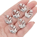 Silver tulip flower pendant charms with hollow oval frame for DIY jewelry making - Tulip Pendant / 1 Piece