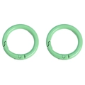 Pair of 30mm light green spray painted metal spring O-rings for DIY keychains - 30mm / Light Green