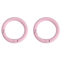 Pair of 30mm matte light pink round spring rings for DIY keychain and bag hook accessories - 30mm / Light Pink