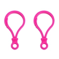 Pair of bright pink acrylic bulb-shaped key hooks with spring clasps and base rings - 10 Pieces/Pack / Rose Red