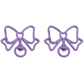 Lot de deux porte-clés violets en métal en forme de nœud avec mousquetons pivotants - 39x33mm 2 Pièces/Paquet / Violet