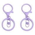 Ensemble porte-clés violet mat avec fermoir mousqueton et anneau plat rotatif pour DIY - Mauve Clair