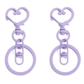 Hellviolettes Set mit Herz-Karabinerverschluss und rundem Schlüsselring für DIY - Länge ca. 6,5 cm Breite ca. 3 cm 1 Stück/Packung / Lila