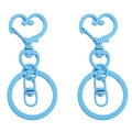 Himmelblauer Herz-Schlüsselanhänger Haken Set mit großem Ring für DIY Taschenzubehör - Länge ca. 6,5 cm Breite ca. 3 cm 1 Stück/Packung / Blau