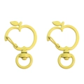 Par de mosquetones de metal amarillo mate en forma de manzana para llaveros DIY - 37x24mm 2 Unidades/Paquete / Manzana / Amarillo