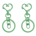 Hellgrüner matter Herz-Karabiner Schlüsselanhänger mit Drehring für DIY-Zubehör - Länge ca. 6,5 cm Breite ca. 3 cm 1 Stück/Packung / Grasgrün