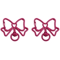 Porte-clés nœud rose en métal avec détail cœur pour accessoires DIY faits main - 39x33mm 2 Pièces/Paquet / Rose rouge