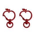 Mosquetón giratorio de aleación de zinc con forma de manzana roja para llaveros - 37x24mm 2 Unidades/Paquete / Manzana / Rojo