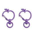 Fermoir porte-clés en métal violet en forme de pomme avec anneau rotatif DIY - 37x24mm 2 Pièces/Paquet / Pomme / Violet