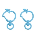 Porte-clés pomme en alliage bleu clair avec mousqueton à ressort et anneau rotatif - 37x24mm 2 Pièces/Paquet / Pomme / Bleu