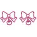 Paire de fermoirs en alliage rose en forme de nœud avec cœur et anneau pivotant - 39x33mm 2 Pièces/Paquet / Rose foncé