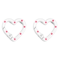 Polka dot heart shaped spring hook keychain in white and red for DIY accessories - 26x25mm / White