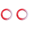 Pair of circular alloy carabiner snap hooks with red to pink gradient paint finish - Approximately 25mm In Diameter / Red Series