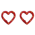 Cute red heart-shaped spring carabiners with yellow polka dots for DIY keychains - 26x25mm / Red