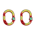 Red enamel oval carabiner clips with heart detail and yellow and green polka dots - 1 Piece/Pack (Approx. 20×28mm) / Red