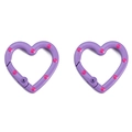 Paire de mousquetons en métal en forme de cœur violet à pois roses pour porte-clés DIY - 26x25mm / Violet