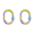 Pink heart-shaped oval spring carabiner clasp with colorful polka dots and moon patterns - 1 Piece/Pack (Approx. 20×28mm) / Purple