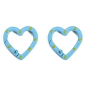 Mousquetons en forme de cœur bleu clair avec motif à pois jaune-vert par deux - 26x25mm / Bleu