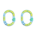 Pair of light blue heart pattern oval spring gate rings for DIY bag and keychain hooks - 1 Piece/Pack (Approx. 20×28mm) / Blue