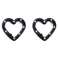 Anneau à ressort en forme de cœur noir à pois blancs pour bricolage et porte-clés - 26x25mm / Noir
