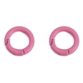 Pair of matte pink round alloy spring O-rings for DIY keychains and bag accessories - 20mm (2 Pieces/Pack) / Deep Pink