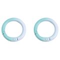 Two mint green gradient alloy round spring O-rings for DIY bags and keychains - Approximately 25mm In Diameter / Blue & Green