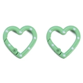 Lot de deux mousquetons en forme de cœur vert menthe avec motifs à pois - 26x25mm / Vert Herbe