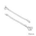 75mm silver necklace extender chains with heart and tulip charms for jewelry making - Smooth Flower Bud Style / 75mm (1 Piece/Pack) / Thick Silver