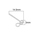Silver-plated 925 sterling silver earring post with 3mm bead and 14.5mm pin for DIY - Post Thickness Approx. 0.8mm / Silver Plated 14.5mm