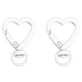 Set van twee witte matte hartvormige veersluitingen voor doe-het-zelf sieraden - Ongeveer 26x38mm / Wit