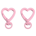 Roze hartvormige karabijnsluiting met matte lak voor DIY-sleutelhangers - Ongeveer 26x38mm / Roze