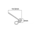 Silver ball post earrings with 14.5mm pin and 3mm bead for DIY jewelry making - Post Thickness Approx. 0.8mm / Platinum Plated 14.5mm