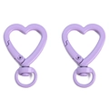 Light purple heart-shaped alloy spring clasp with 360-degree swivel ring for keychains - Approx 26x38mm (1 Piece/Pack) / Purple