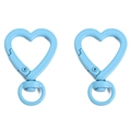 Light blue heart-shaped swivel lobster clasp with metal spray paint finish for DIY crafts - Approx 26x38mm (1 Piece/Pack) / Blue