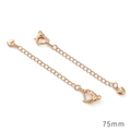 Chaîne d'extension 18K dorée de 75mm avec fermoir mousqueton cœur et pendentif - Style Cœur Lisse / 75mm (1 Pièce/Paquet) / Plaqué Or 18K