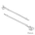 Deux chaînes d'extension argentées de 75mm avec fermoir cœur et pendentif goutte - Style Goutte Unique / 75mm (1 Pièce/Paquet) / Argent Épais