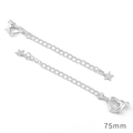 Chaîne d'extension argentée 75 mm avec fermoir coeur et petit pendentif étoile - Style Grande Étoile / 75mm (1 Pièce/Paquet) / Argent Épais