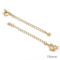 Chaînes d'extension 75mm plaquées or 18K avec fermoir mousqueton et pendentif étoile - Style Grande Étoile / 75mm (1 Pièce/Paquet) / Plaqué Or 14K