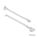 Chaîne d'extension 75mm en argent avec fermoir cœur pour colliers et bracelets - Style Cœur à Motifs / 75mm (1 Pièce/Paquet) / Argent Épais