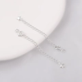 Set de dos cadenas de extensión plateadas con cierres de resorte y colgantes de estrella - Estilo de Estrella Curva / 1 Pieza/Paquete / Plata Gruesa