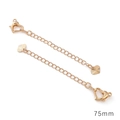 Chaîne d'extension 75mm dorée avec fermoir homard cœur et pendentif en forme de cœur - Style Cœur à Motifs / 75mm (1 Pièce/Paquet) / Plaqué Or 18K