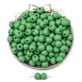 Matte grass green round wooden beads for DIY necklace and bracelet jewelry making - Spring Green