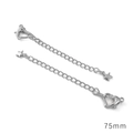 Chaîne d'extension argentée 75mm avec fermoir cœur et pendentif étoile pour bijoux DIY - Style Étoile Incurvée / 75mm (1 Pièce/Paquet) / Platine