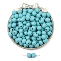 Tiffany blue matte wooden round beads for DIY jewelry making and handmade necklaces - Spring Light Blue