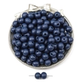 Dark blue matte painted round wooden beads for DIY jewelry and beaded necklaces - Winter Deep Blue