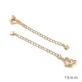 Rallonges de bijoux 75mm plaqué or 18K avec fermoir cœur et pendentif en étoile - Style Étoile Incurvée / 75mm (1 Pièce/Paquet) / Plaqué Or 14K