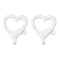 Set de dos cierres de corazón en aleación pintada en blanco para llaveros y joyería DIY - 2 Piezas/Paquete / Blanco